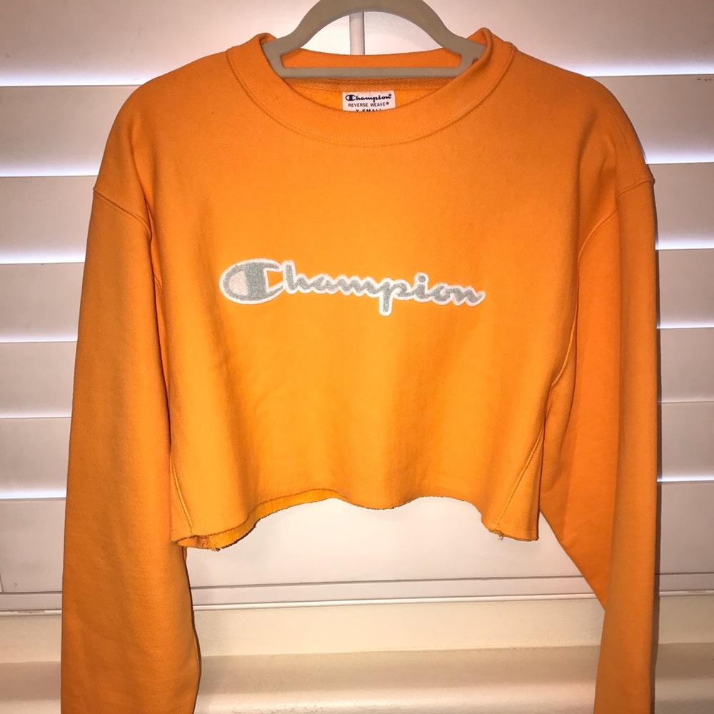 Champion Neon Orange cropped crew